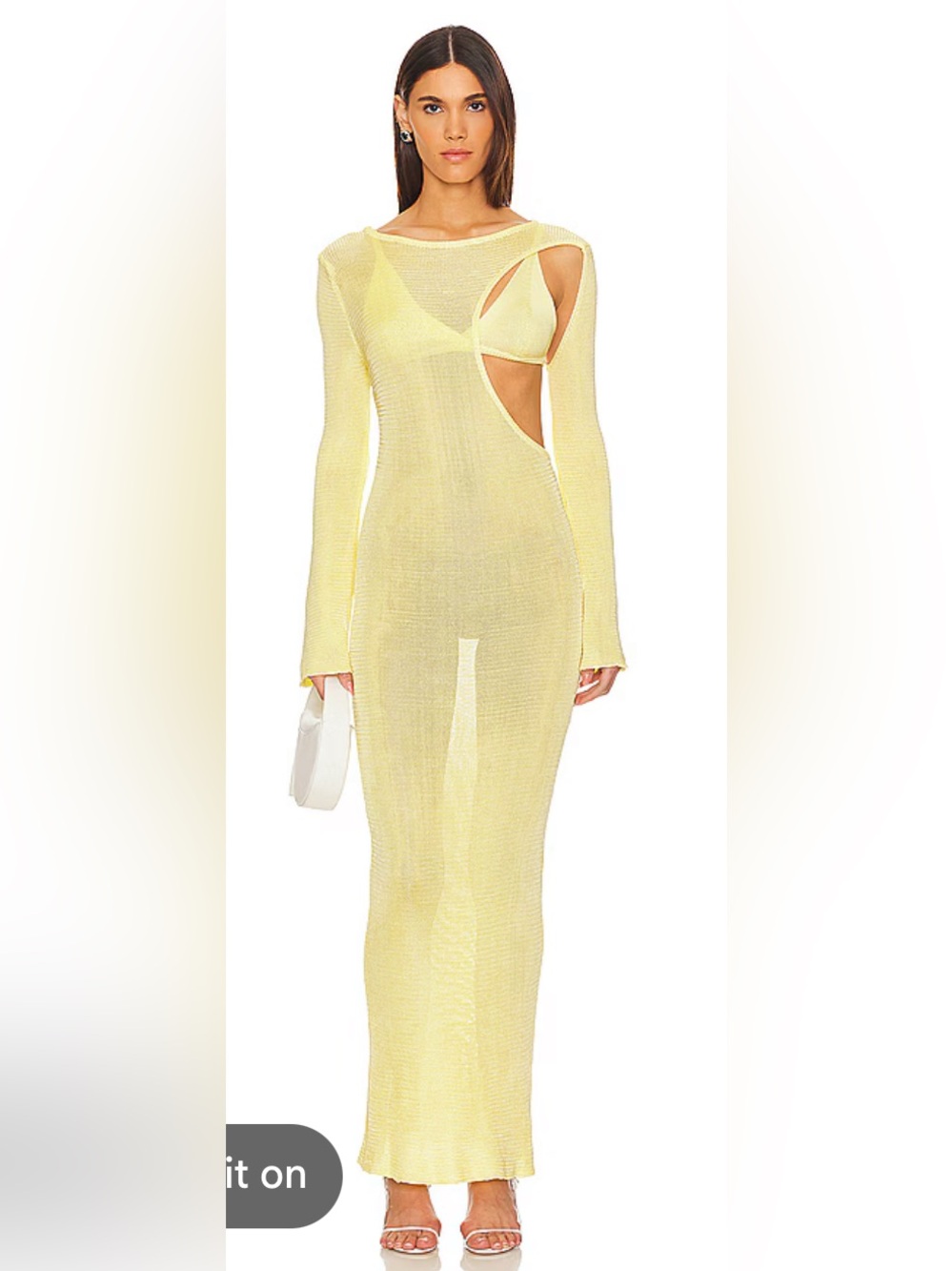 Baobab Collection Sheer Cutout Maxi Dress in Pale Yellow